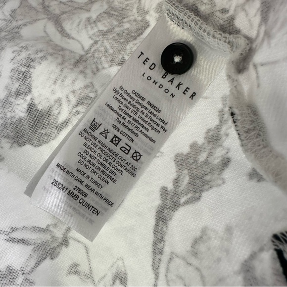 Men’s Ted Baker Black White size 6 Floral Polo - Picture 6 of 6